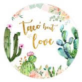 Rosa Blumen Grün Kaktus Runden Braut Dusche Hintergrund